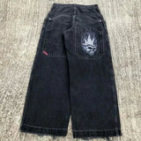 Znbbw Street Jeans Hip-Hop Poker Graphic Printed Loose Jeans Y2K Wide-Legged Pants