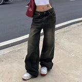 Retro High-Waisted Loose Wash Street Simple Straight Casual Pants 2024 Textured Fabric Jeans