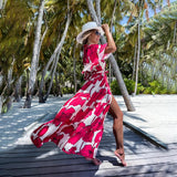 Znbbw New Summer Print Dress INS Leisure Vacation Loose Medium-Sleeved Beach Skirt