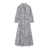 Znbbw Spring Series Printed Long-Sleeved Belt Dress 5216041