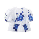 Znbbw Spring Lapel Lace Printed Shirt Blouse