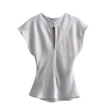 Znbbw Spring Satin Texture Blouse 2451305 Knot Flute Skirt 2448305