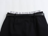 Znbbw New Spring Style Spliced Flat-Angle Trousers, Waist Belt And Skirt Pants 8372032
