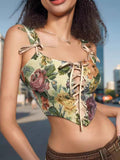 Znbbw Trend Women's Wear Square Collar Hot Strap Small Vest Printed Top Slim Halter Top
