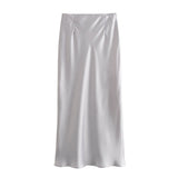 Znbbw Spring Satin Texture Blouse 2451305 Knot Flute Skirt 2448305
