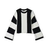 Znbbw And Winter New Women's Wear New Leisure Style Long-Sleeved Round-Neck Vertical Striped Casual Sweater