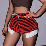 Znbbw Spring Striped Casual Pants Knitted And Stitched Sexy Slim High Waist Personality Long Trousers