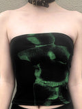Znbbw Punk Black Crop Tops Gothic Cyber Y2k Grunge Bodycon Women Strapless Backless Summer Sexy Basic Crop Tube Top