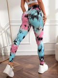 Znbbw 3D Print Tie Dye Sports Pants Women Seamless Leggings High Waist Fitness Push Up Leggings Gym Clothing Workout Tights