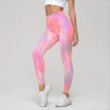 Znbbw Style Tie Dye Yoga Pants Women Seamless High Waist Peach Hip Fitness Leggings Quick Dried Sports Leggings Yoga Clothes