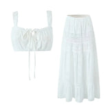 Znbbw Skirt Set Dress Summer Women Beach Holiday Sexy Cotton Matching Set Outfits Spring White 2 Pcs Vestidos Female Set 2024