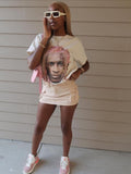 znbbw Spring Sexy White Loose Graphic T Shirts Summer Club Outfit For Women 2023 Short Sleeve O Neck Tees Top Casual Tee Shirt