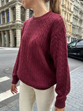 Znbbw Twist Loose Knit Sweaters Autumn Cotton Round Neck Preppy Style Pullovers Jumper Women Y2k Streetwear Thick Sweater Tops