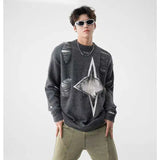 Znbbw Men's Sweater Y2k Vintage Star Fringe Hole-breaking Pullover Loose Knitted Jumper Sweaters Fashion Mens Designer Clothes