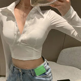 Znbbw Women's Top Long Sleeved Slim Fitting Casual T-shirt Short Exposed Navel Sun Protection T-shirt