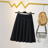 Znbbw and Winter High Waist Knitted Half Skirt Women Versatile A-line Skirt Pleated Skirt Wearing Short Skirt Outside Women