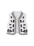 Znbbw TRAF Women Floral Embroidery Cardigan Vest Vintage V Neck Short Waistcoat Summer Female Casual Streetwear Chic Vest Tops