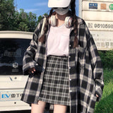 Znbbw Women Korean Plaid Shirt Vintage Streetwear Female Loose Tops Casual Student All Match Long Sleeve Shirt Spring Summer New