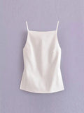 Znbbw TRAF Women Tank Solid Female Slim Sleeveless Casual Vest Crop Top For Ladies Backless Camis Women Vest