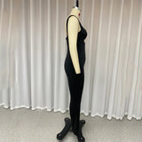 Znbbw Women's Jumpsuit Summer Sexy Sleeveless Cutout Backless Nipped Waist Zipper Solid Flare Pants Bodycon Romper Streetwear