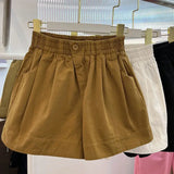 Znbbw Summer Women Cotton Shorts Korean Fashion Streetwear Loose Wide Leg Pants Y2K Casual Female High Waist Shorts New