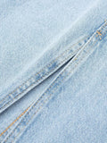 Znbbw TRAF Women's Front Slit Blue Denim Skirt Pockets High Waist Slim Zipper Fly Midi Skirts 2023 Spring Female Streetwear