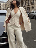 Znbbw Solid Blazer Coat Set Women Fashion Lapel Long Sleeve Jacket Suit 2023 Spring Chic Office Lady High Waist Pants Suits 0410