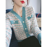 Znbbw Cardigan Ladies Sweater Jacket 2024 Early Autumn Top Design Long Sleeve V neck Korean Women Cardigan Sweater Clothing