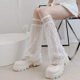 Znbbw Harajuku Leg Warmers Gothic Punk Female Summer White Lace Hollow Out Tube Sling Leg Cover Long Socks Women Calf Socks