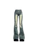 Znbbw Women Baggy Blue Flare Jeans Vintage Y2k 90s Aesthetic Denim Trousers 2000s Harajuku High Waist Wide Cowboy Pants Trashy Clothes