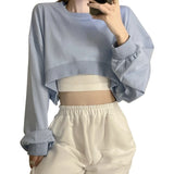 Znbbw Women's Crop Tops Pullover   Cropped Hoodies Long Sleeves Sweatshirts