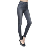 Znbbw Pockets Slim Skinny Jeggings Women's Denim Print Pants Fake Jeans Look Like High Waist Seamles Leggings