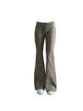 Znbbw Women's Grey Flare Pants Harajuku Fashion Aesthetic Pants Retro 2000s Y2k Sweatpants Vintage Oversize Wide Leg Trousers Clothes