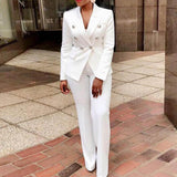 Znbbw Women Elegant Solid Fashion 2 Piece Set Full Sleeve High Waist Trouser Blazer Suit Office Ladies Business Commute Pant Suits
