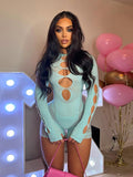 Znbbw Transparent Mesh Bodycon Slim Playsuits Women Long Sleeve Night Club Party Evening Casual One Piece Rompers 2023 Summer