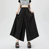 Znbbw Ice Silk Wide Leg Pants Women Summer Loose Korean Lazy Casual Ankle Length Pants Fashion High Waist All-match Streetwear