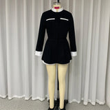 Znbbw Women's Suit Spring Stand Neck Long Sleeve Single Breasted Solid Short Jacket Mini Lined Hakama Skirt High Streetwear
