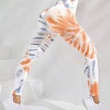 Znbbw Tie Dyed Peach Hip Yoga Pants Quick Dry Tight High Waist Semaless Leggings Hip Lifting Running Outdoor Fitness Pants