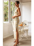 Znbbw Top Skirt Dress Set Spring Summer Slit Maxi Long Dress Suit Matching Set Boho Beach Dress Vestidos Women Clothing 2024