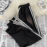 Znbbw Striped Sweatpants Women Y2K High Waist Loose Streetwear Korean Jogging Trousers Bf Fashion All-Match Wide Leg Pants