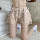 Znbbw Women Summer Lace Ruffle Bloomers Shorts Coquette y2k Kawaii Lolita Layered Pants Panties Booty Shorts Sweet Safety Shorts