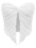 Znbbw Women Y2k Ruched Off Shoulder Tube Tops Strapless Front Open Tops Backless Bandeau Crop Top Sexy Streetwear