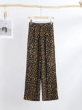 Znbbw Leopard Print Women Pants 2024 Spring Chic Loose High Waist Wide Leg Panther Pant Ladies Fashion High Street Jean Trousers