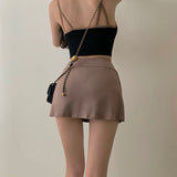 Znbbw y2k dark mini skirt Korean fashion casual skirt 90s vinatge summer irregular split high waist elastic sports skirt women