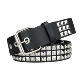 Znbbw Vintage y2k Black Studded Belt Grommet Threads Belt with Bright Metal Leather Square Bead Rivet Belt for Women Men