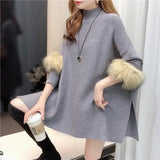 Znbbw Shirt Half High Collar Pullover Sweater Knitwear Spring, Autumn and Winter Loose Oversized Pullover Cape Pullover Sweater