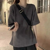 Znbbw 100% Cotton Women Korean T Shirt Fashion Casual Female Loose Summer Tops Preppy Style All Match Student Solid Color Tees