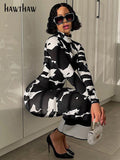 Znbbw Women Fashion Autumn Long Sleeve Printed Bodycon Pencil Long Dress Streetwear 2023 Fall Clothes Wholesale Items