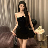 Znbbw Women's Korean version Slim fitting, Sexy and Sweet Knitted Tank Top Bow Strap
