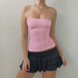 Znbbw Strapless Corset Tops Summer White Off Shoulder Tanks Women Sleeveless Tube Top Sexy Skinny Fit Bustier Clothes